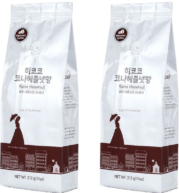 히코코 코나 헤이즐넛향 원두커피, 312g, 2개, 홀빈(분쇄안함)