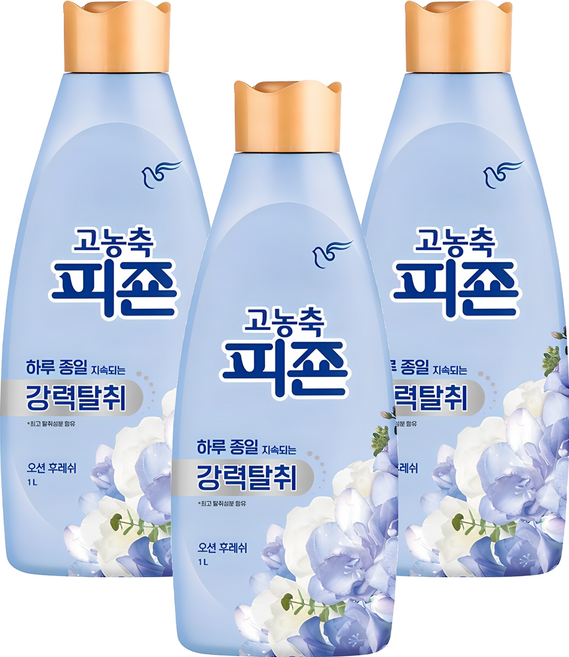 피죤 고농축 강력탈취 오리지널 섬유유연제 오션 후레쉬 본품, 1L, 3개