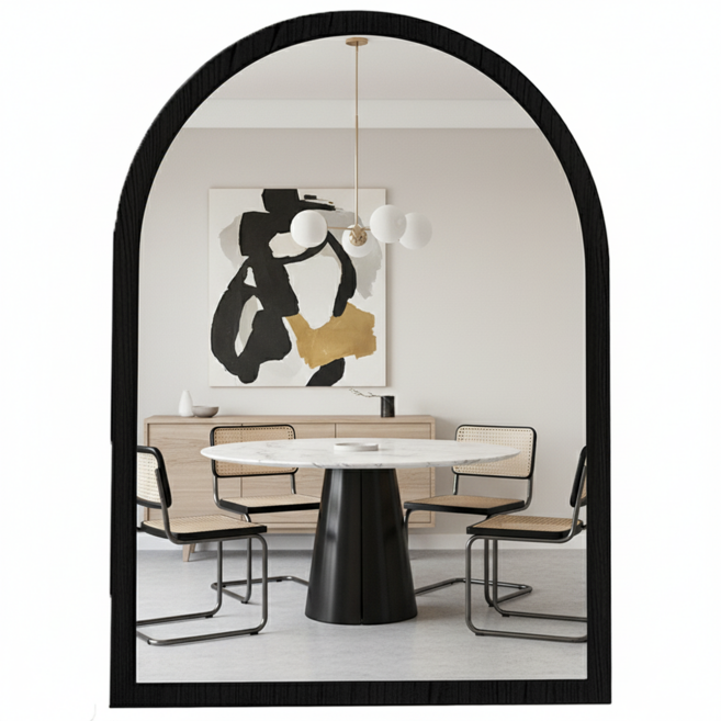 로커스 아치형 탁상 벽걸이 화장대 거울 중형, 검정