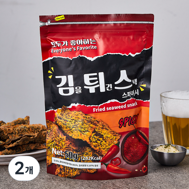 김을 튀긴 스낵 스파이시, 2개, 50g