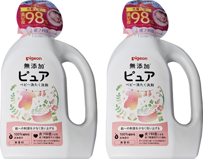 pigeon 貝親 100%植物性 嬰兒衣物洗衣精, 800ml, 2瓶