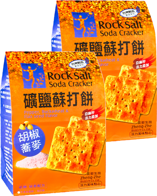 正哲生技 礦鹽蘇打餅 胡椒蕎麥 純素, 380g, 2包