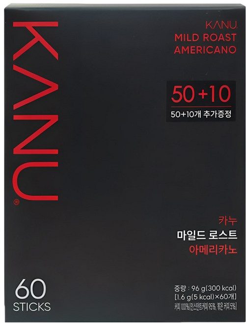 KANU 經典美式黑咖啡 mild roast, 1.6g, 60條, 1盒