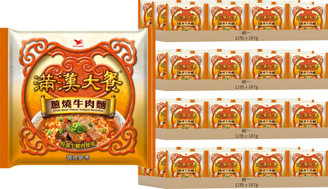 統一 滿漢大餐 蔥燒牛肉麵 187g, 48包