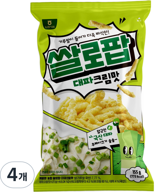 농협식품 쌀로팝 대파크림맛, 155g, 4개