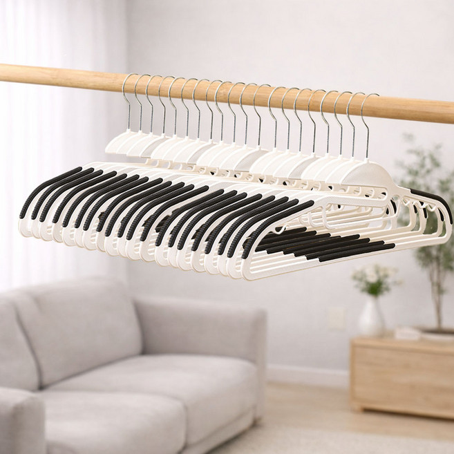 몰투유 회전형 논슬립 어깨뿔방지 옷걸이, 블랙, 60개