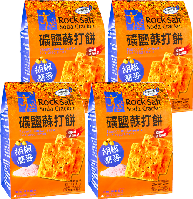 正哲生技 礦鹽蘇打餅 胡椒蕎麥 純素, 380g, 4包