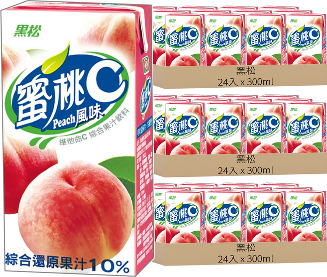 黑松 果汁C系列 蜜桃, 300ml, 72入