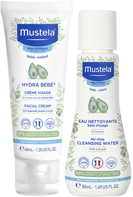 무스텔라 이드라 베베 페이셜 크림 40ml + 노-린스 클렌징 워터 50ml 세트, 1세트