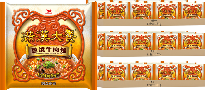統一 滿漢大餐 蔥燒牛肉麵 187g, 36包