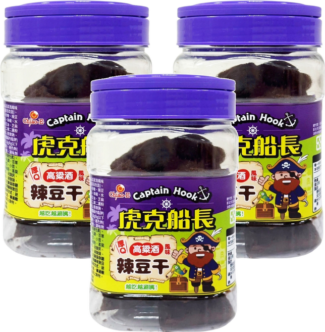 Chiao-E 巧益 虎克船長 高粱酒風味辣豆干, 330g, 3罐