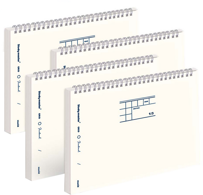 뮤니드 It spring 3분할 그리드 가로노트, ivory, 1세트