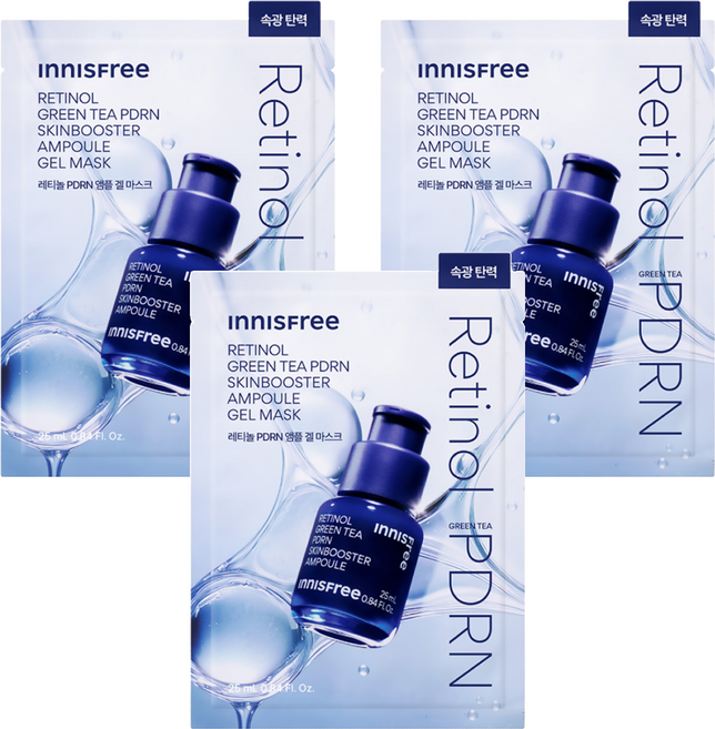 INNISFREE 台灣公司貨 1%A醇PDRN水光安瓶果凍面膜, 3個, 1個裝