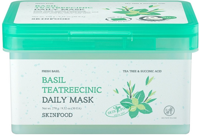 SKINFOOD 羅勒茶樹奇蹟日常面膜 270g, 30入, 1個