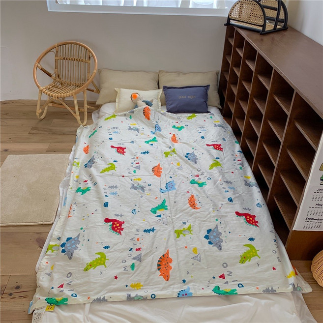 bebehome 柔軟親膚顆粒安撫毯 親子荳荳被 四季款, 恐龍家族 白色