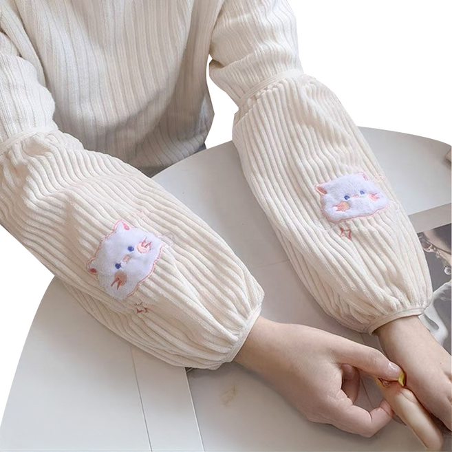 케리코 귀여운 고양이 팔토시 2p, 밀크화이트