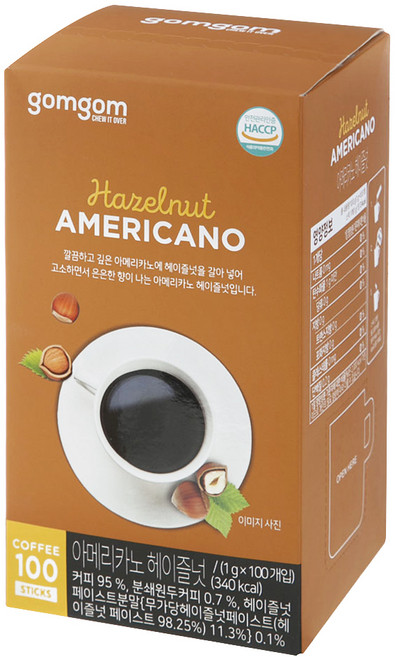 곰곰 아메리카노 헤이즐넛, 100개입, 1개, 1g
