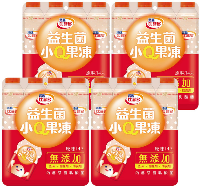 活益比菲多 益生菌 小Q果凍 原味 14包, 280g, 4袋