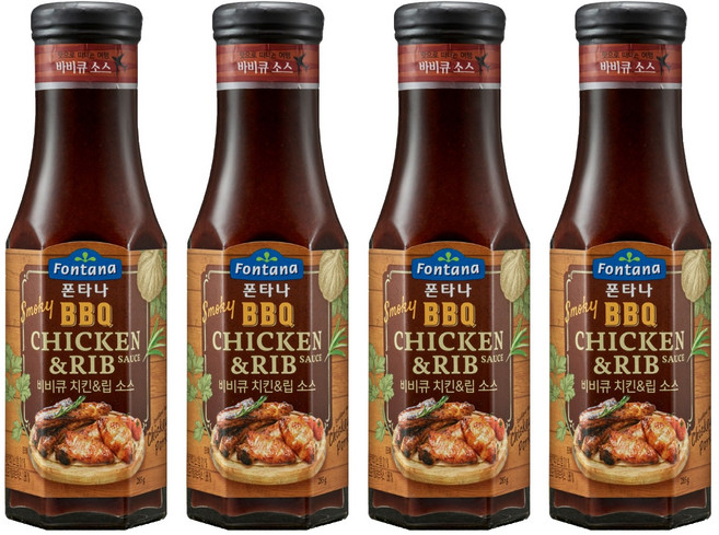 폰타나 스모키 비비큐 치킨 앤 립 소스, 285g, 4개