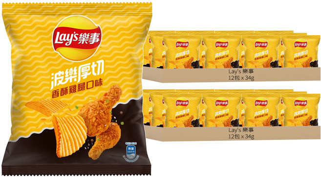 Lay's 樂事 洋芋片 香酥雞腿口味, 34g, 24包