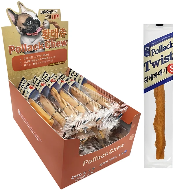 네츄럴이엑스 강아지 츄 꽈배기S, 황태, 7g, 25개 - 쿠팡