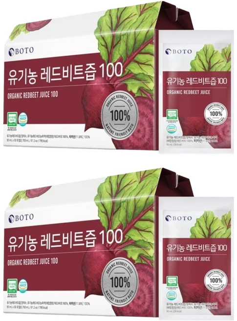 보뚜 유기농 레드비트즙 100, 90ml, 60개 - 쿠팡
