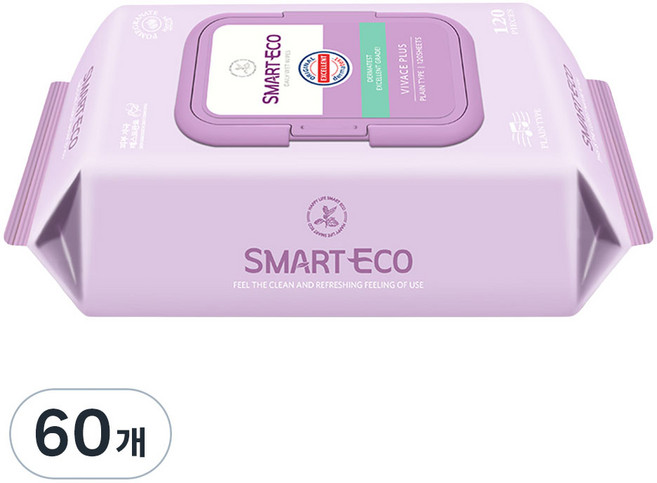 스마트에코 비바체플러스 대용량 아기물티슈 캡형, 60개, 120매, 43g