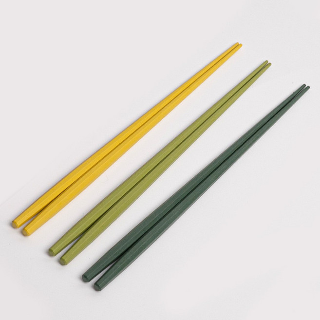 코지테이블 에센셜 PPS 열탕소독 육각 젓가락 3종 세트, 1세트, 단품, 옐로우, 그린, 다크그린