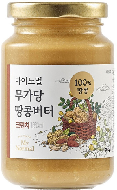 MyNormal 無加糖脆粒花生醬, 1個, 250g