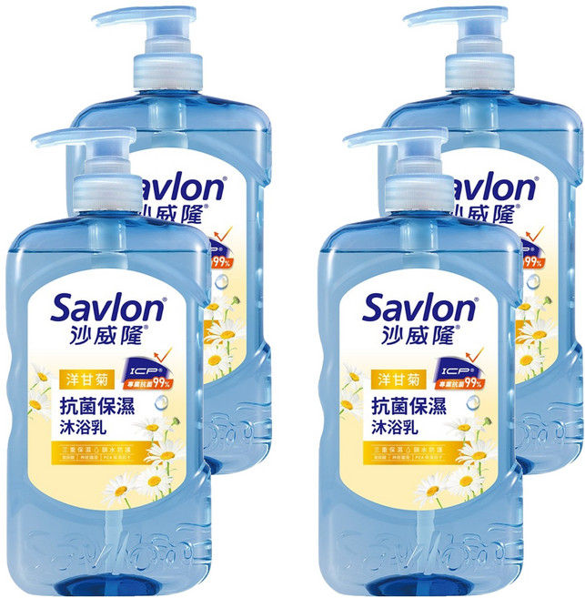 Savlon 沙威隆 台灣公司貨 抗菌保濕沐浴乳 洋甘菊, 850g, 4瓶