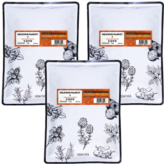 딜리셔스마켓 간편맛내기 돈골분말, 1kg, 3개