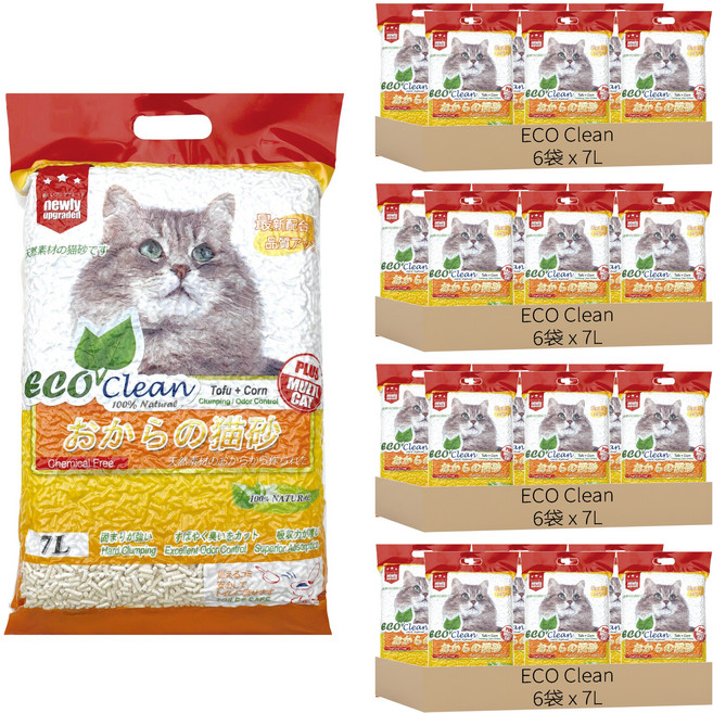 ECO Clean 豆腐貓砂, 玉米, 7L, 24袋