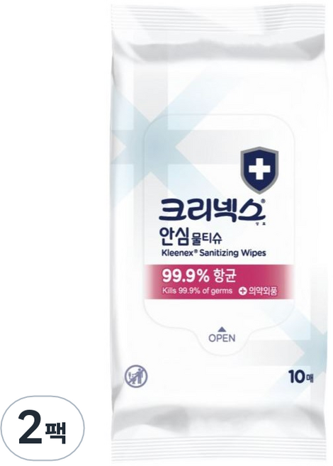 크리넥스 안심 물티슈 휴대형, 10매, 2개