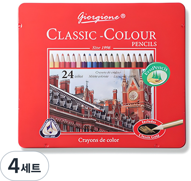 조르조네 클래식 삼각 그립 유성 색연필, 24색, 4세트