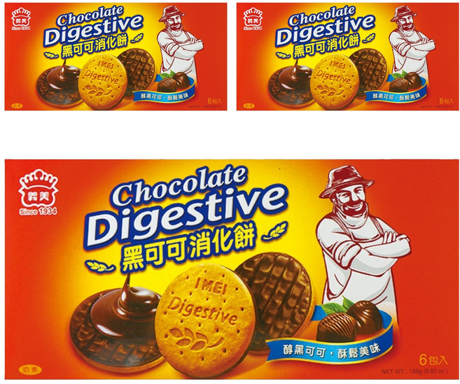 義美 黑可可消化餅 6包, 156g, 3盒