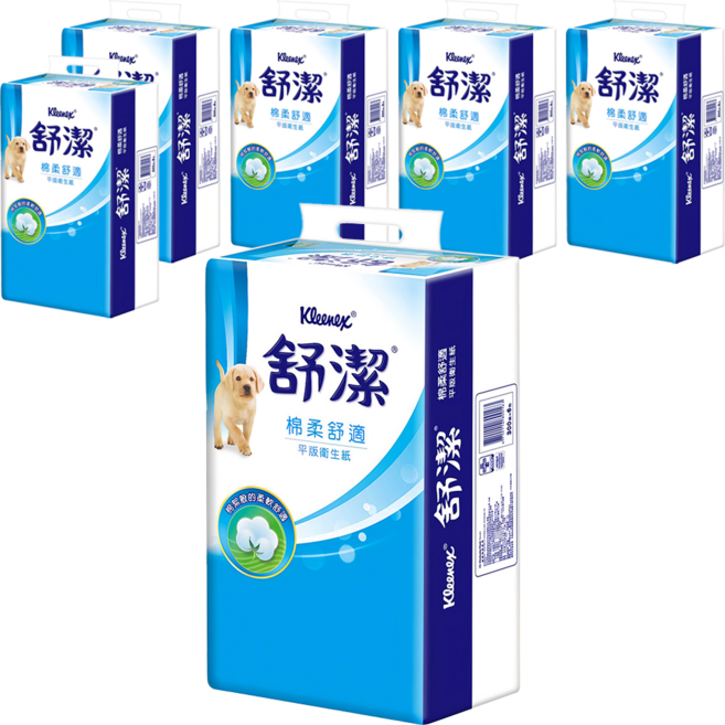 Kleenex 舒潔 棉柔舒適平版衛生紙 300張, 6包, 6袋