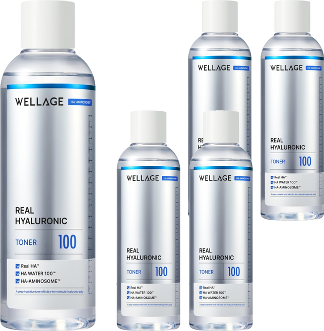 WELLAGE 唯拉珠 玻尿酸高保濕化妝水, 200ml, 5瓶