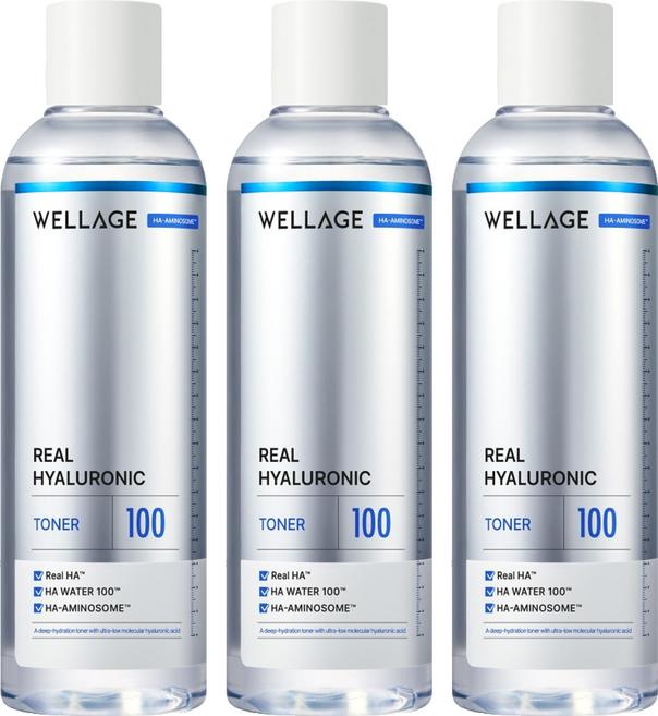 웰라쥬 리얼 히알루로닉 100 토너, 200ml, 3개