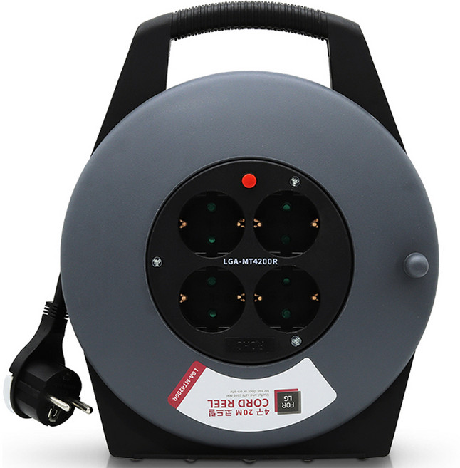 포엘지 고전력 멀티 코드 릴선 4구 LGA-MT4100R, 10m, 혼합색상, 1개