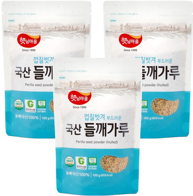 햇님마을 껍질벗겨 부드러운 국산 들깨가루, 100g, 3개