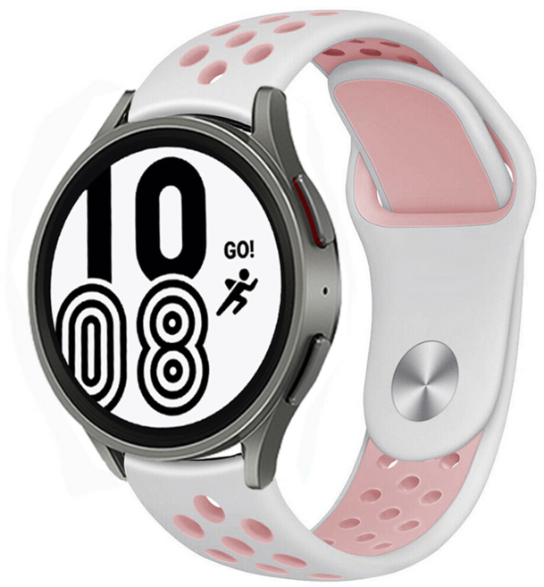 루아러블 갤럭시워치 호환 스포츠 펀치 리버스 실리콘 스트랩, 화이트 + 핑크, 1개