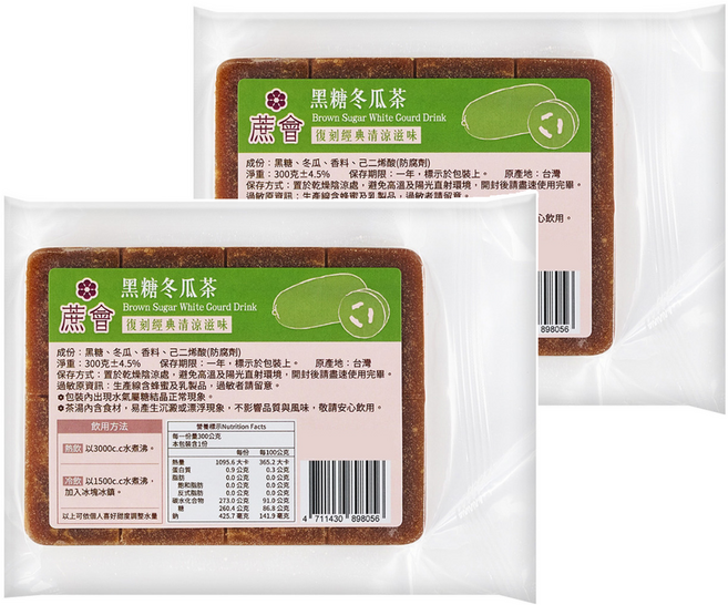 蔗會 黑糖冬瓜茶, 300g, 2個, 1個裝