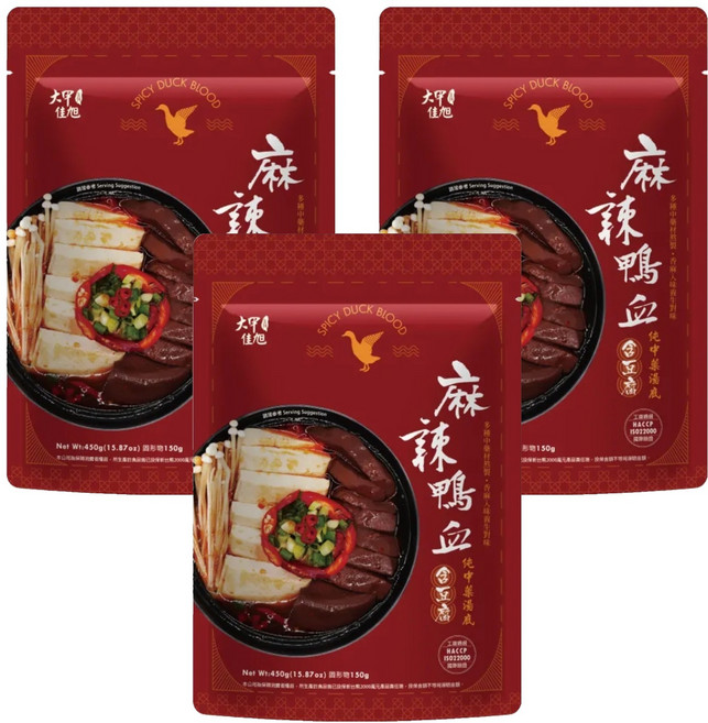 大甲佳旭 麻辣鴨血豆腐, 450g, 3包