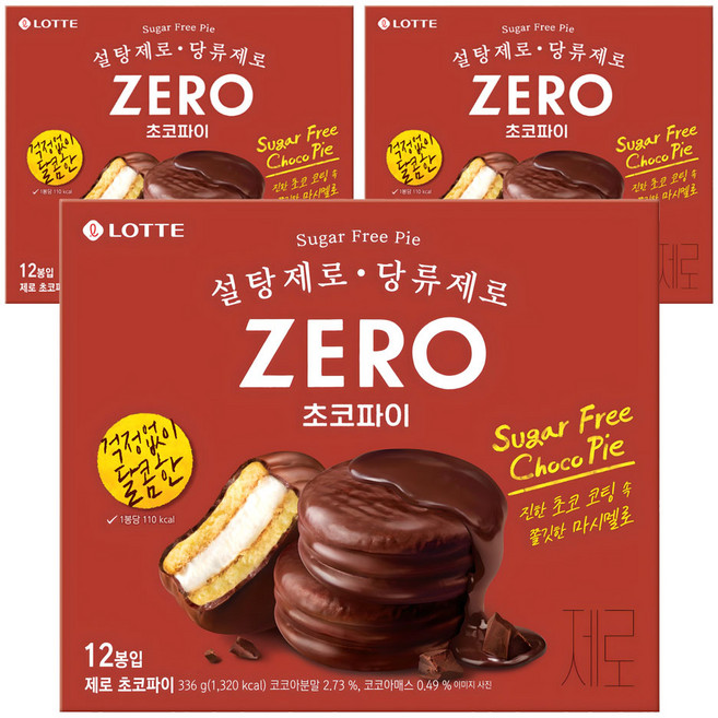 롯데제로 초코파이, 336g, 3개