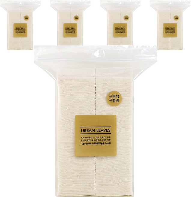 [비건뷰티] 어반리브즈 화장솜, 140개입, 5개