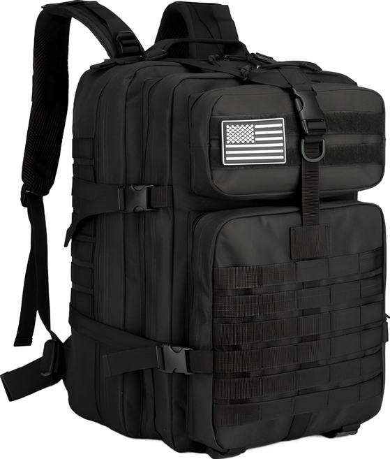 SPO HOLIC 大容量露營登山軍事背包 45L, 黑色