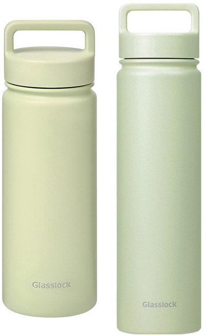 글라스락 스포티 핸들 텀블러 500ml + 700ml, 페일그린, 1세트