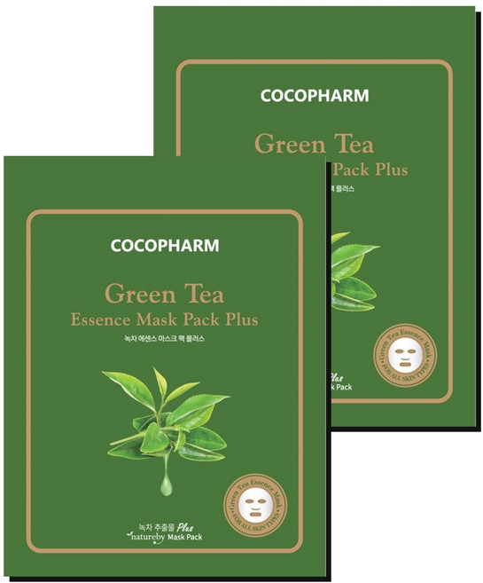 COCOPHARM 에센스 마스크팩 플러스 녹차 25g, 1개입, 100개