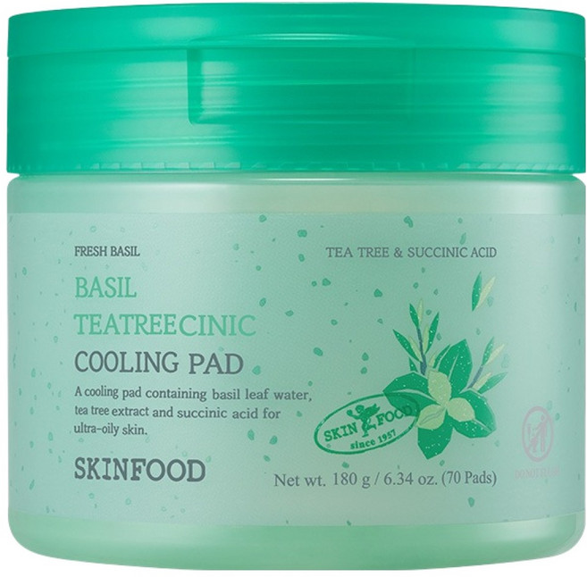 스킨푸드 바질 티트리시닉 쿨링 패드 180g, 70개입, 1개