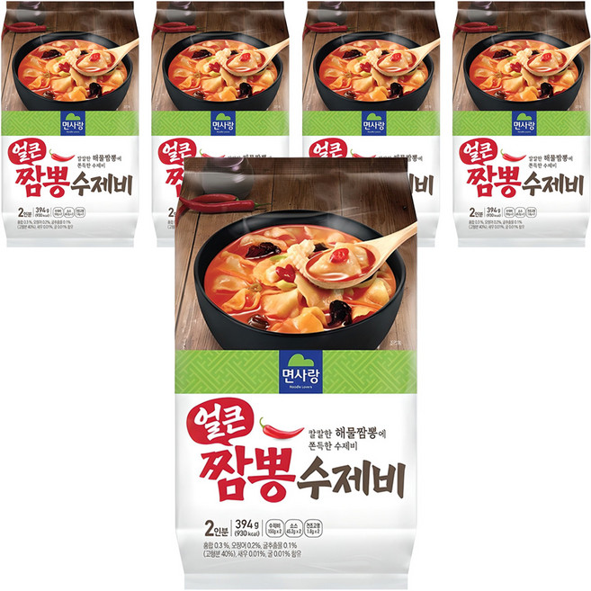 면사랑 2인용 얼큰 짬뽕 수제비, 394g, 5개